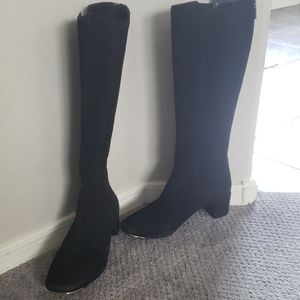 Tory Burch Black Suede Knee High Boots